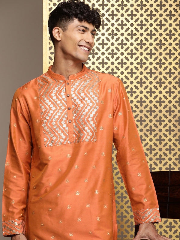 House of Pataudi Jashn Ethnic Motifs Yoke Design Sequinned Kurta - Distacart