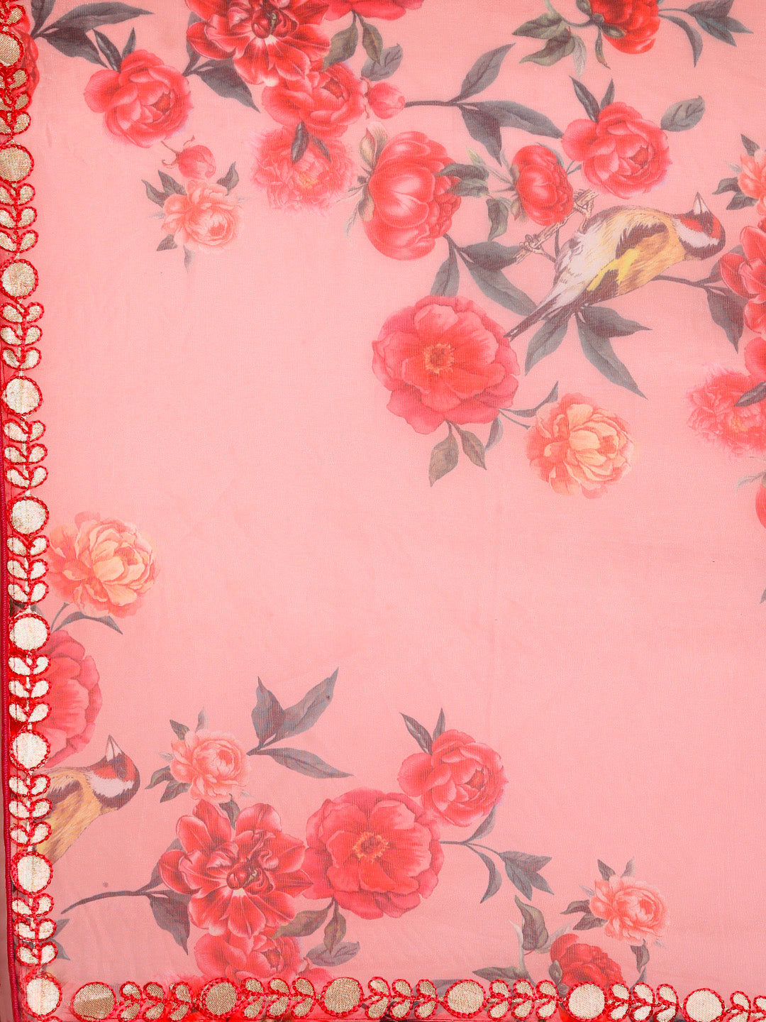 Anouk Pink Floral Printed Organza Saree - Distacart