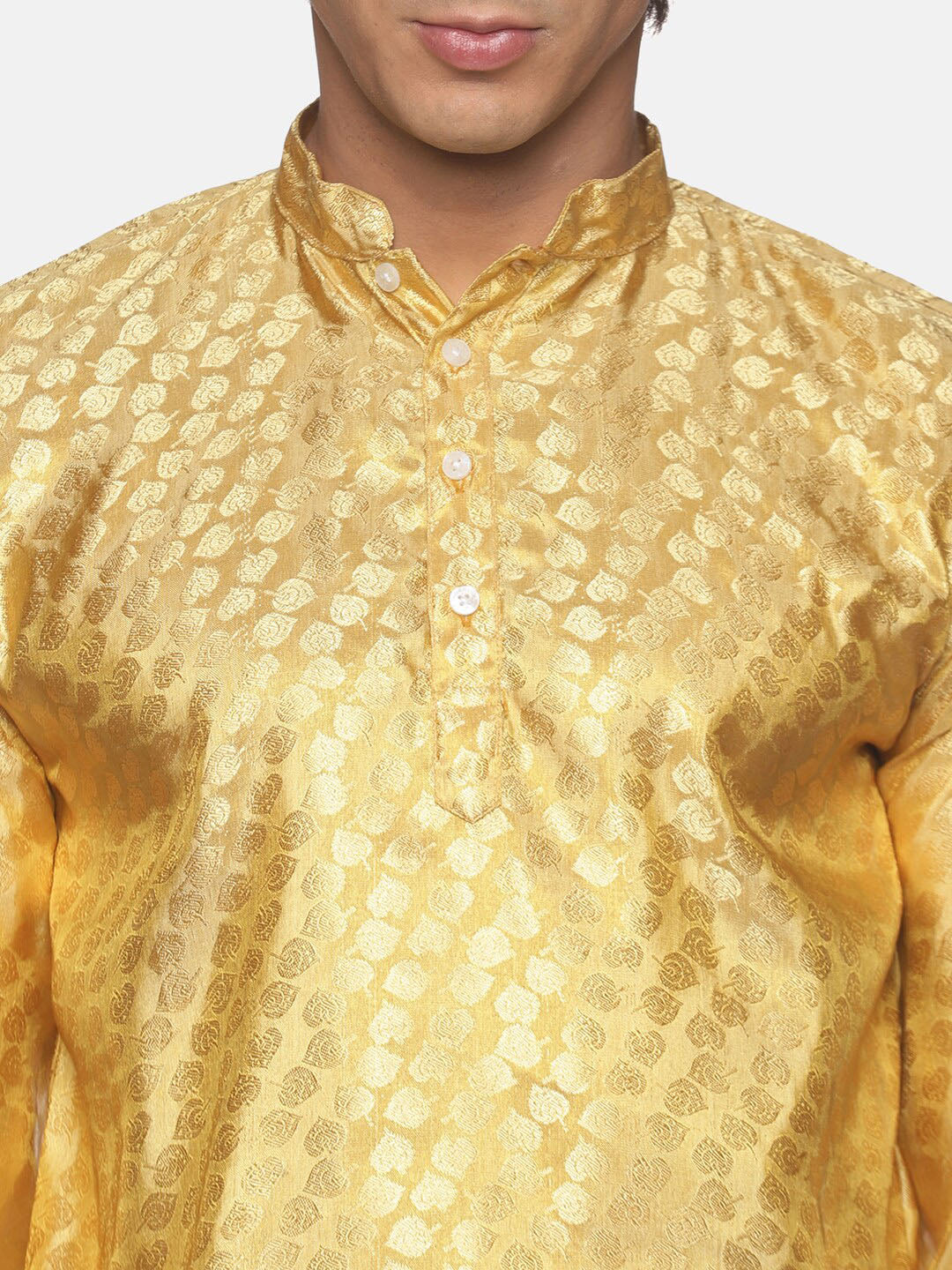 Sethukrishna Men Gold-Toned Kurta with Pyjamas - Distacart