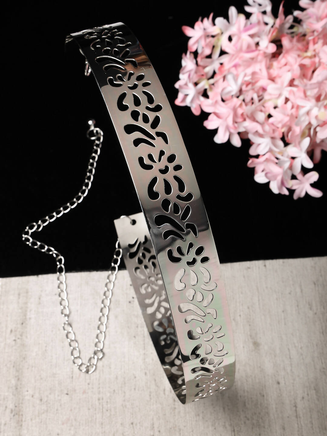 NVR Women Circular Silver Plated Adjustable Broad Belt - Distacart