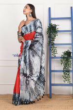 Thumbnail for Very Much Indian Handmade Tie And Dye Cotton Saree By Women Weavers -Red Black - Distacart