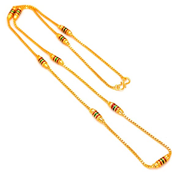 Gold-Plated Alloy Stylish Meena Work Chain - The Pari - Distacart