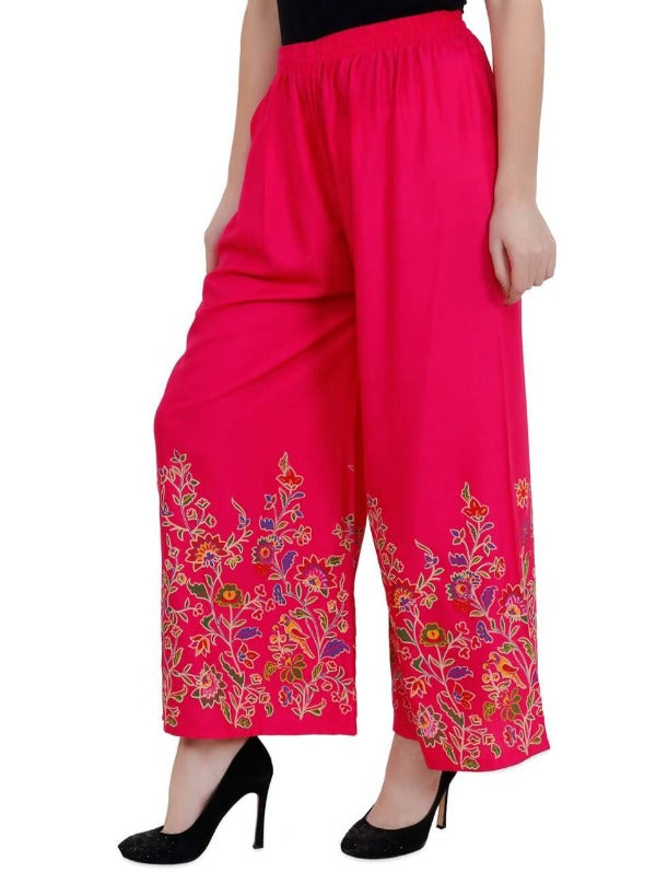 Mominos Fashion Magenta Floral Design Palazzo