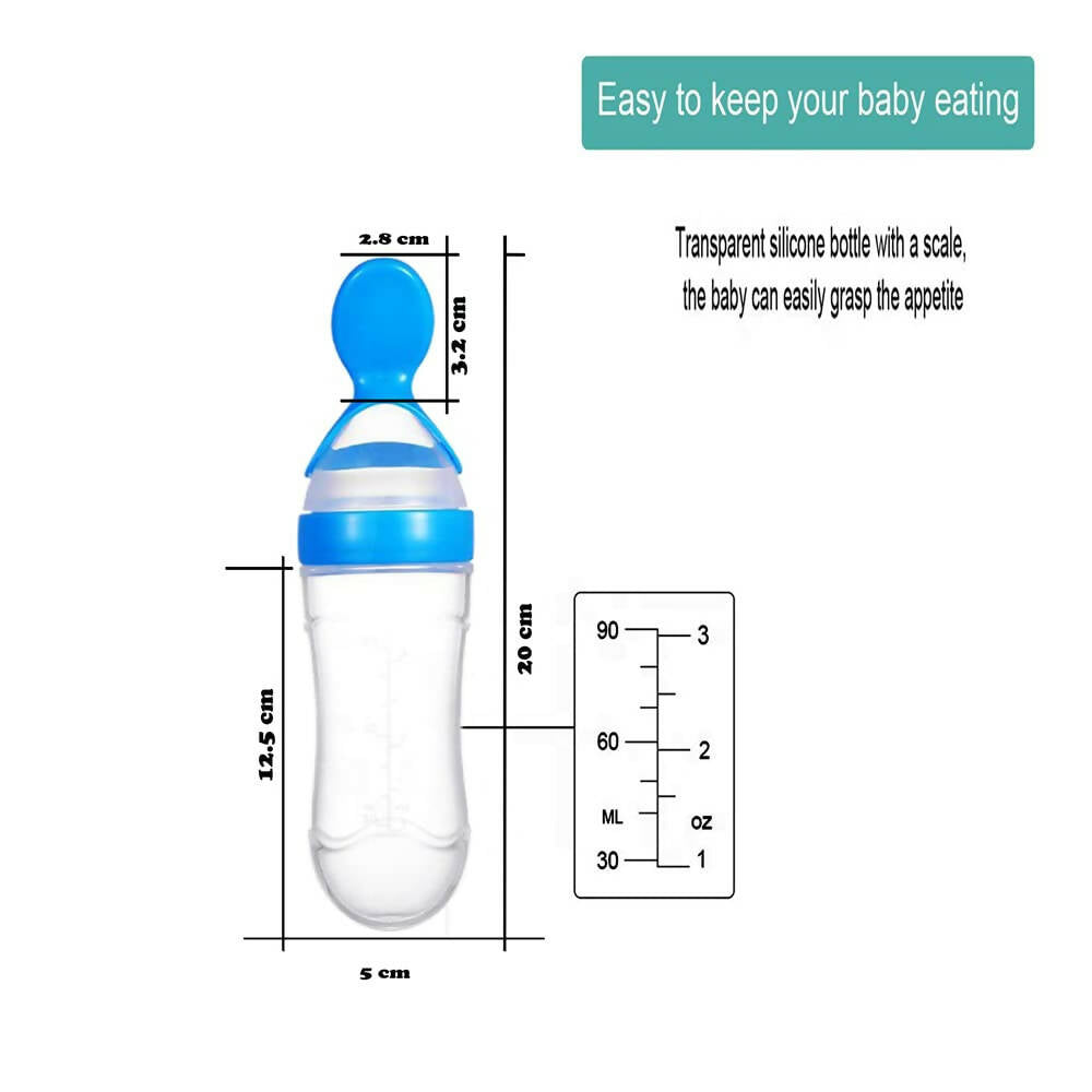 Goodmunchkins Silicone Spoon Food Feeder Silicone Bottle for Babies-Blue - Distacart
