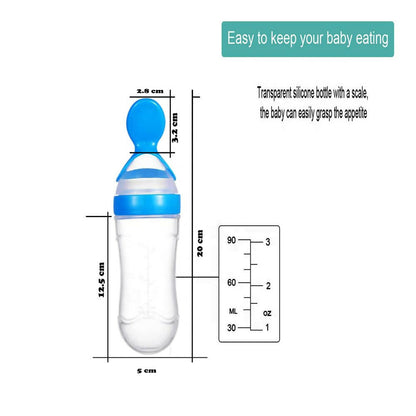 Goodmunchkins Silicone Spoon Food Feeder Silicone Bottle for Babies-Blue - Distacart