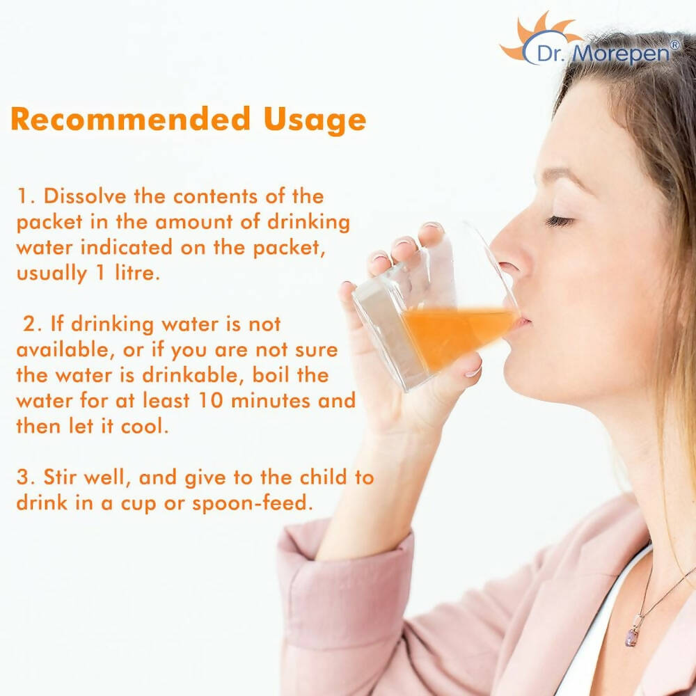 Dr. Morepen Premium ORS Drink With Electrolytes for Instant Hydration Orange Flavour - Distacart