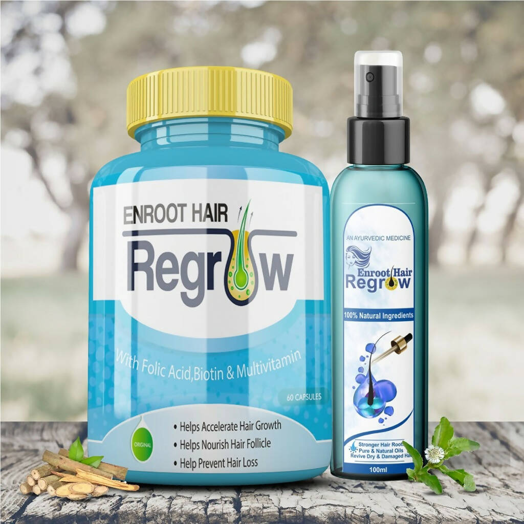 Divya Shree Enroot Hair Regrow Capsule & Oil Nourish & Cleanse Hair Kit - Distacart