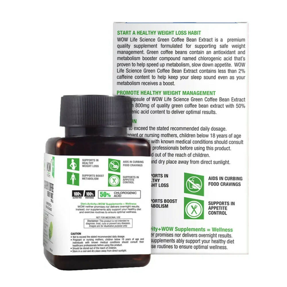 WOW Life Science Green Coffee Bean Extract Vegetarian Capsules - Distacart