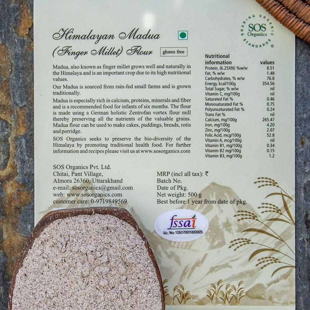 SOS Organics Himalayan Madua (Finger Millet) Flour - Distacart