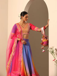 Thumbnail for Pomcha Jaipur Pink Gul Rangriti Lehenga - Distacart