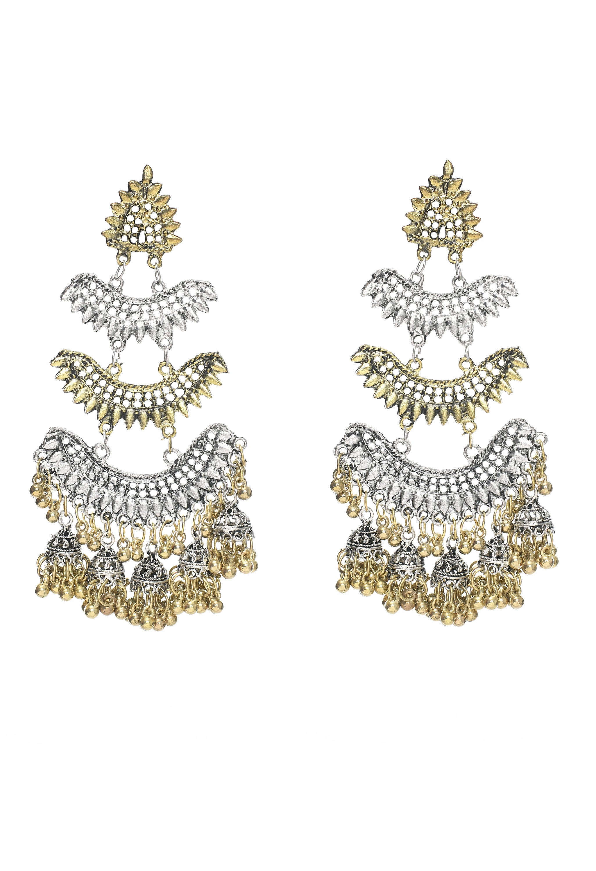 Mominos Fashion Johar Kamal Beautiful Silver & Gold Earrings - Distacart
