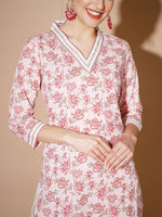 Thumbnail for Myshka Women Pink Floral Kurta & Trousers - Distacart