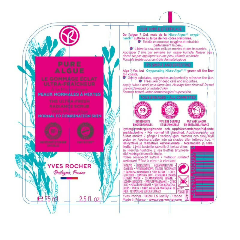 Yves Rocher Pure Algue The Ultra Fresh Radiance Scrub - Distacart
