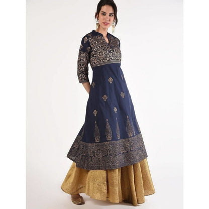 Cheera Women's Hand Block Print Anarkali Kurta (CH-031K)