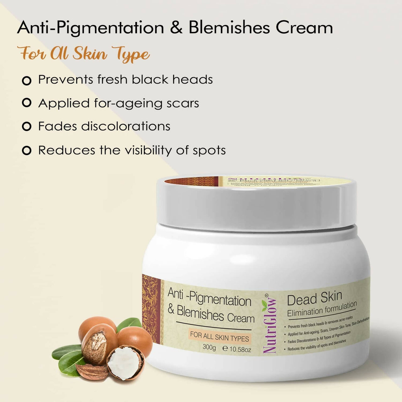 NutriGlow Anti Pigmentation & Blemishes Cream with Apricot Extracts & Oatmeal - Distacart