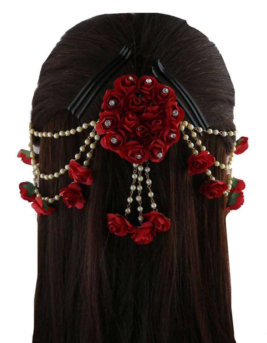 Red Flower Hair Brooch