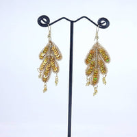 Thumbnail for Hand weaved Golden Leaf with Zari work Earrings