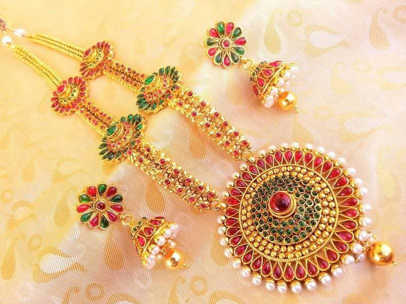 Traditional Multicolor Kemp Long Necklace Set