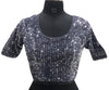 Vamika Grey Velvet Sequence Blouse - Distacart