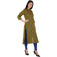 Thumbnail for Kanoor Women's green cotton straight kurti