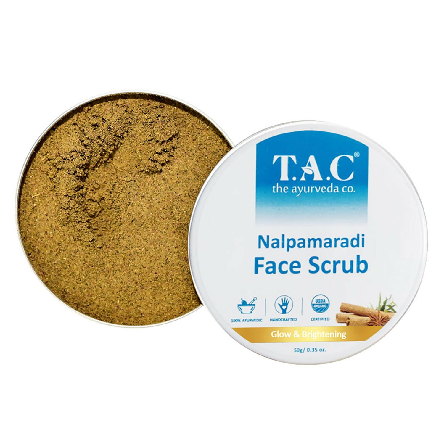 TAC - The Ayurveda Co. Nalpamaradi Face Scrub for Glowing & Brightening Skin with Triphala Powder for Women & Men - Distacart