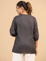 Thumbnail for Womens Grey Rayon Solid Top - Keeva - Distacart