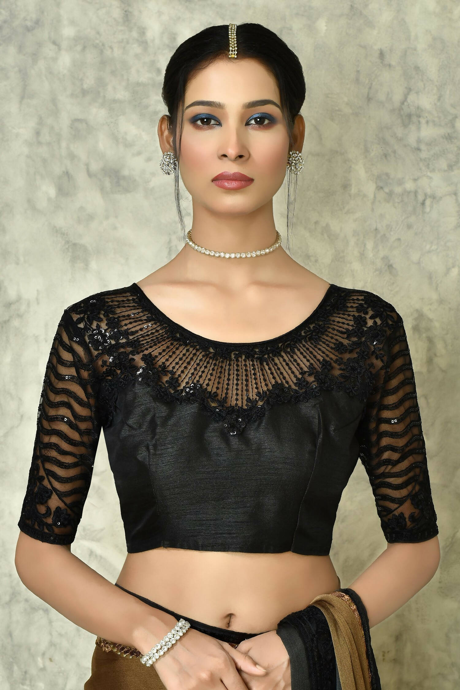 Brown Silk Solid Designer Saree with Blouse - Purvi - Distacart