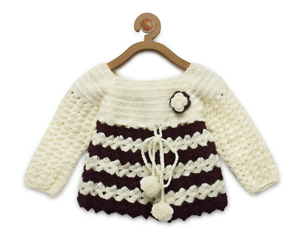 Chutput Kids Cream Coloured Sweet Solid Pullover Sweater For Baby Girls - Distacart