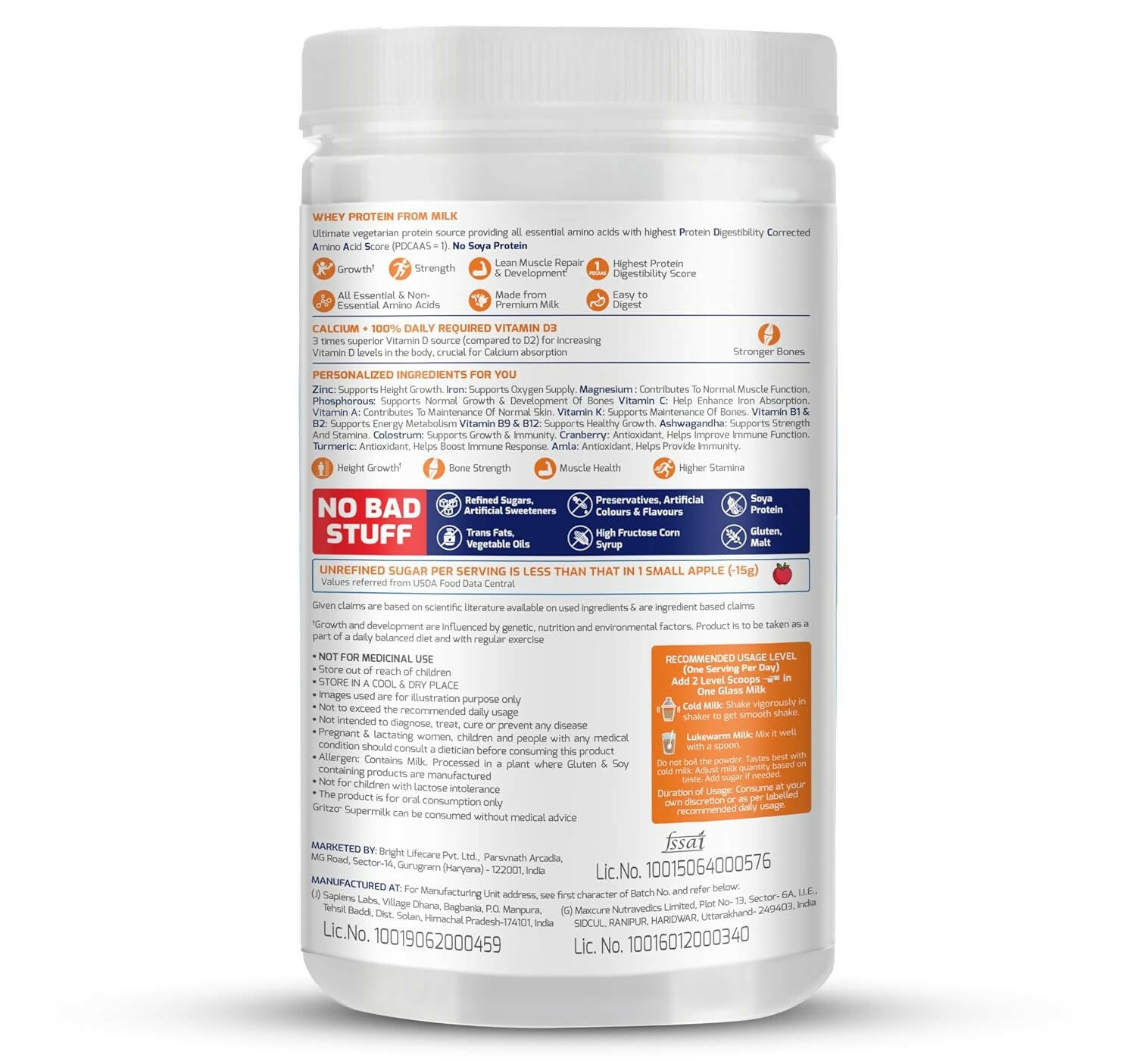 Gritzo SuperMilk Height+ Health Drink for 8-12y Girls - Double Chocolate Flavor - Distacart