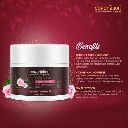 Coronation Herbal Pink Rose Clay Face Mask - Distacart