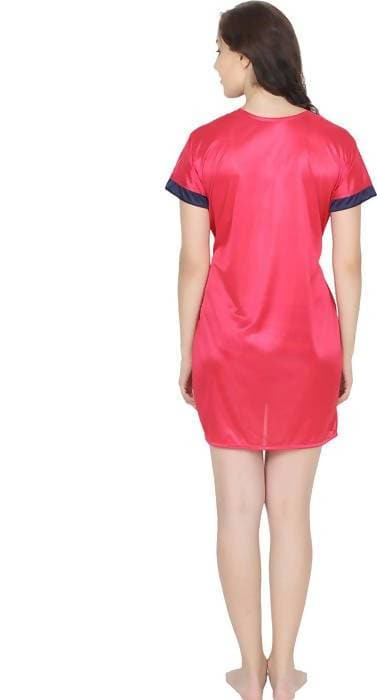 Ruhani HLSC Poly Satin Pink Short Nighty Fits Bust (Ruhani_NT_02_FS)