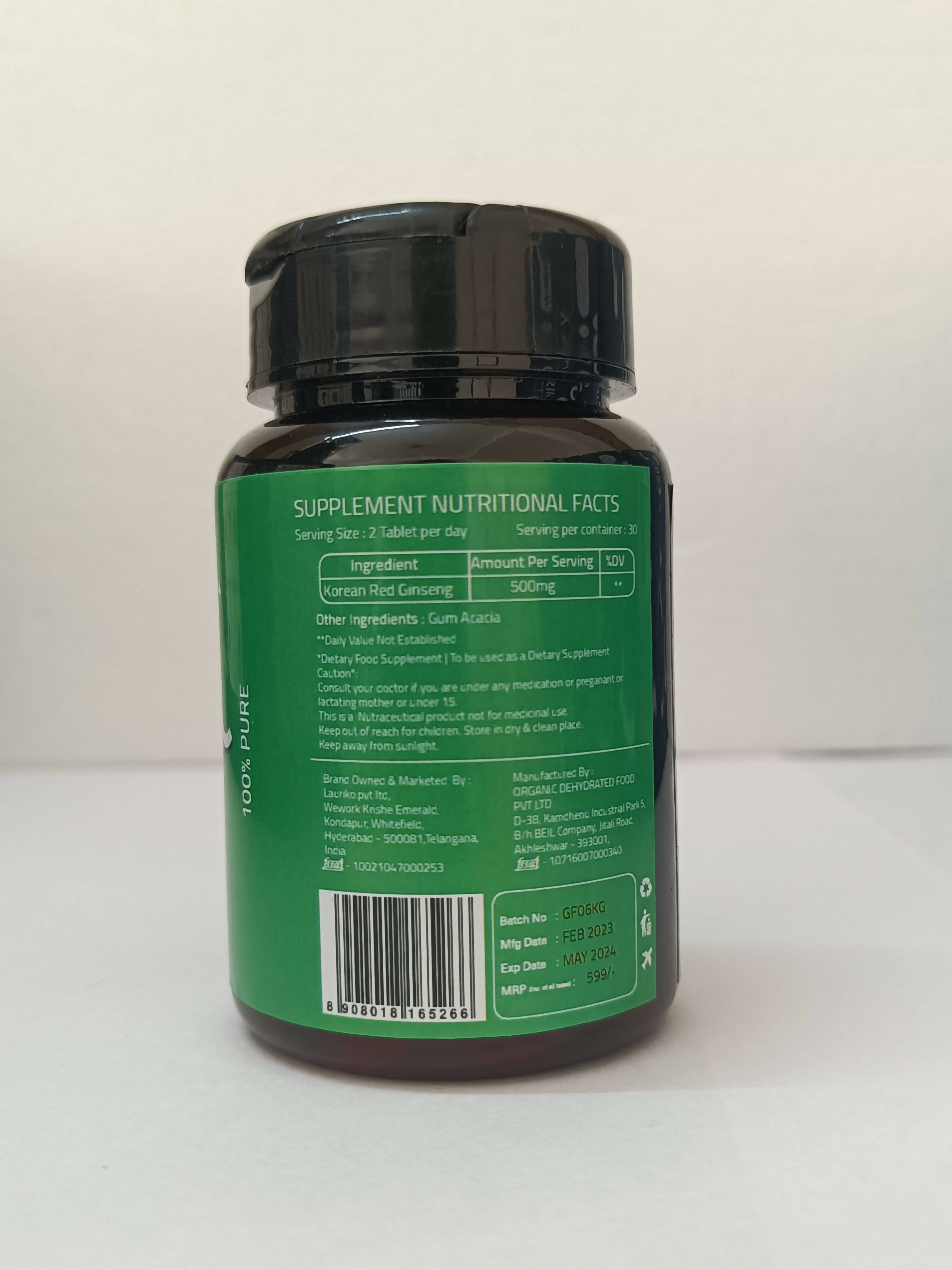 Laurik Koren Red Ginseng 1000Mg Tablets For Men | Natural Plant-Based Supplement For Energy & Stamina - Distacart