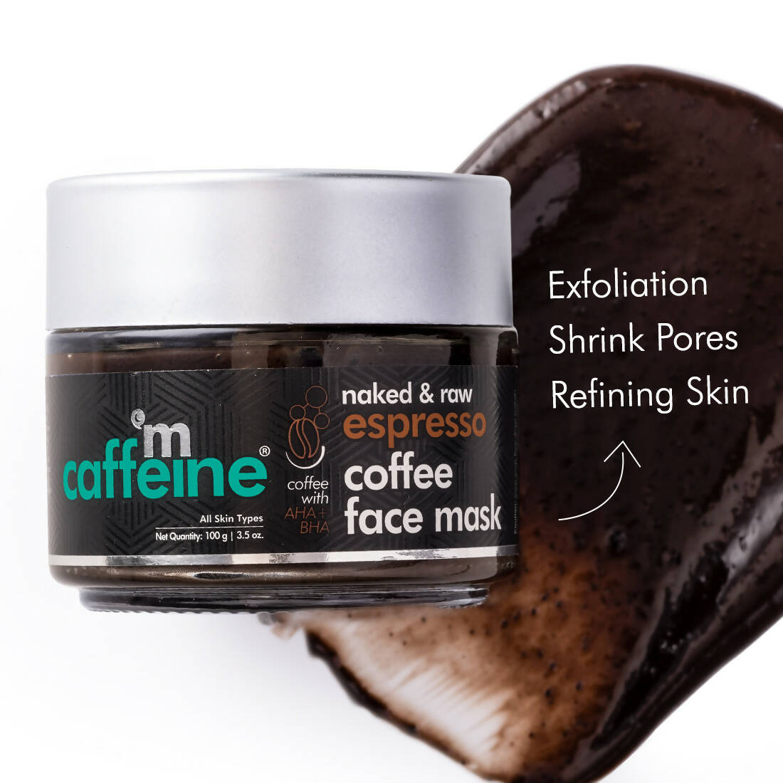 mCaffeine Naked & Raw Espresso Coffee Face Mask with Natural AHA & BHA - Distacart
