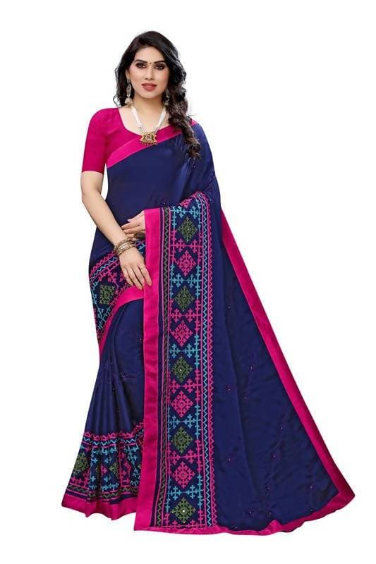Vamika Navy Chiffon Emboridered Saree (SUIDHAGA NAVY)
