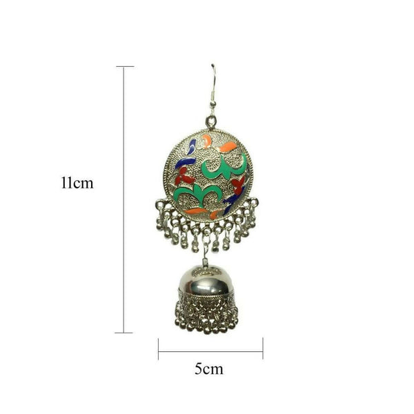 Tiaraa Multicolor Silver Oxidised Jhumki Fashion Earrings - Distacart