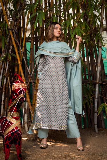 Pomcha Jaipur Poppy Cotton Hand Block Print Kurta - Distacart