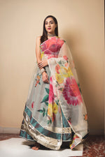 Thumbnail for Pomcha Jaipur Taffeta Silk Green Lehenga - Distacart