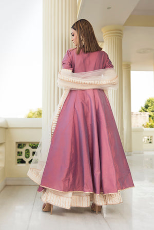 Pomcha Jaipur Cotton Silk Purple Angrakha - Distacart