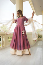 Thumbnail for Pomcha Jaipur Cotton Silk Purple Angrakha - Distacart