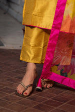 Thumbnail for Pomcha Jaipur Yellow Cotton Silk Kurta Set - Distacart