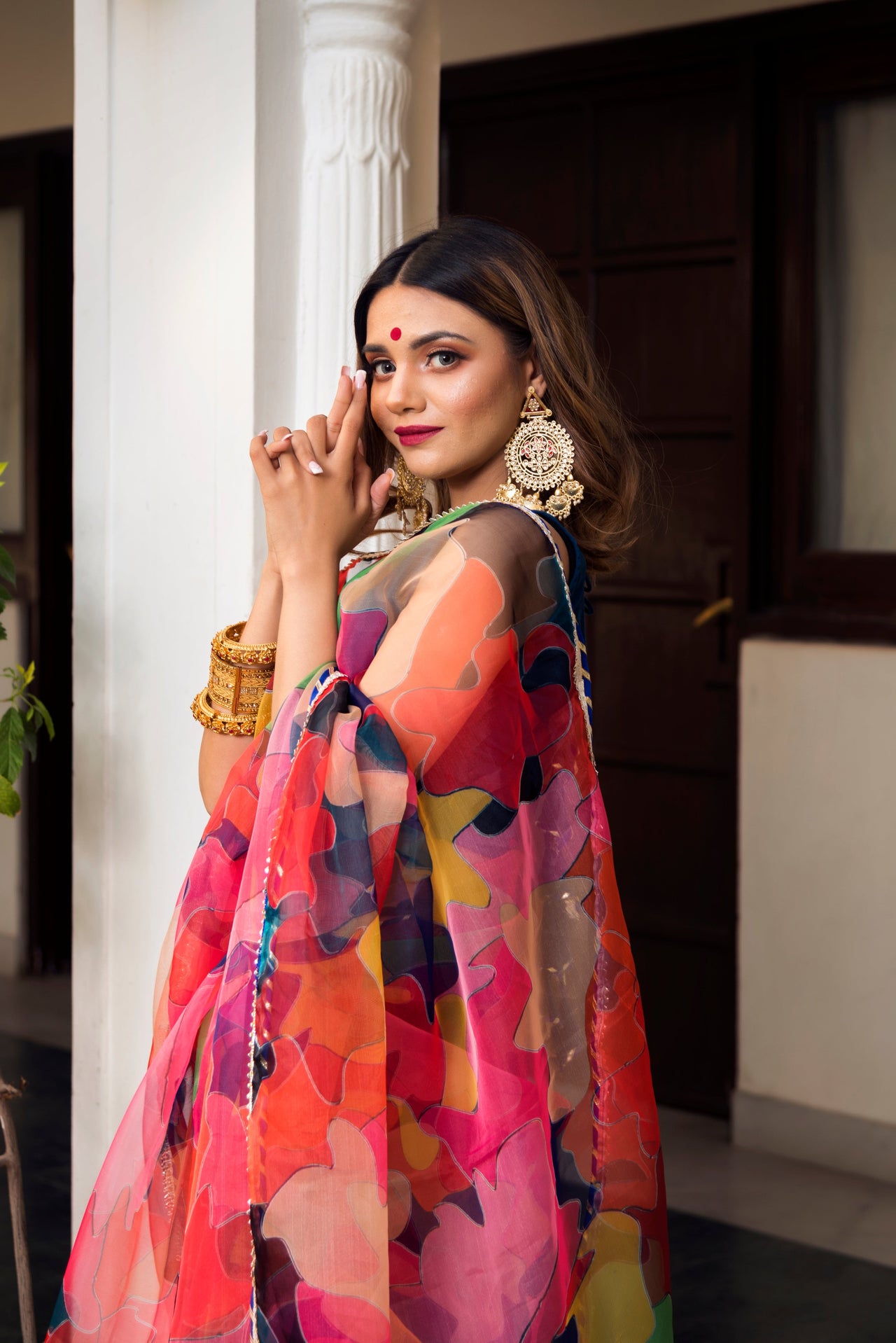 Pomcha Jaipur Multi-Color Organza Printed Saree - Distacart