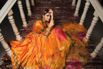 Thumbnail for Pomcha Jaipur Taffeta Silk Orange Lehenga - Distacart