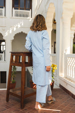 Thumbnail for Pomcha Jaipur Brunnera Blue Kurta Pant Set - Distacart