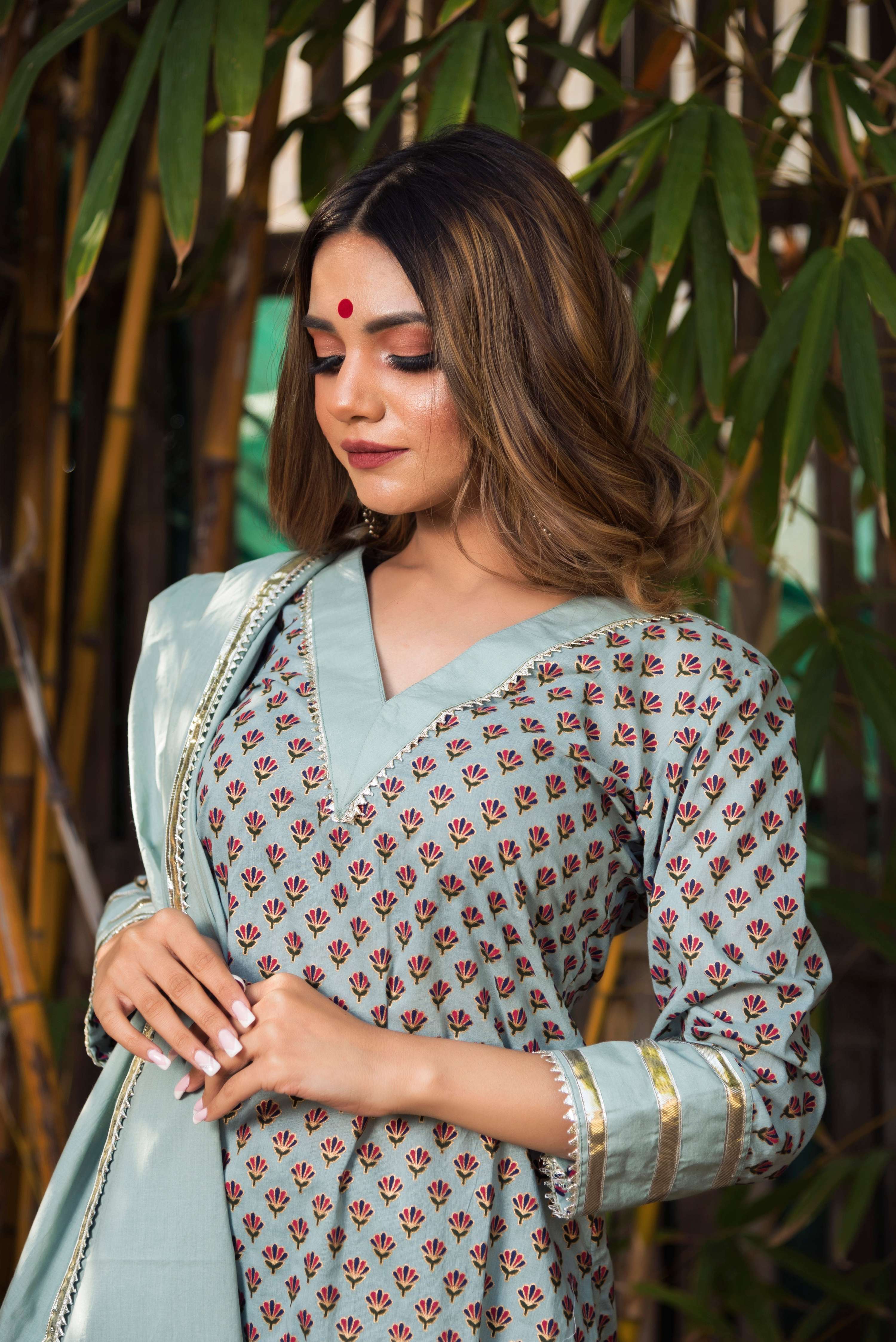 Pomcha Jaipur Poppy Cotton Hand Block Print Kurta - Distacart