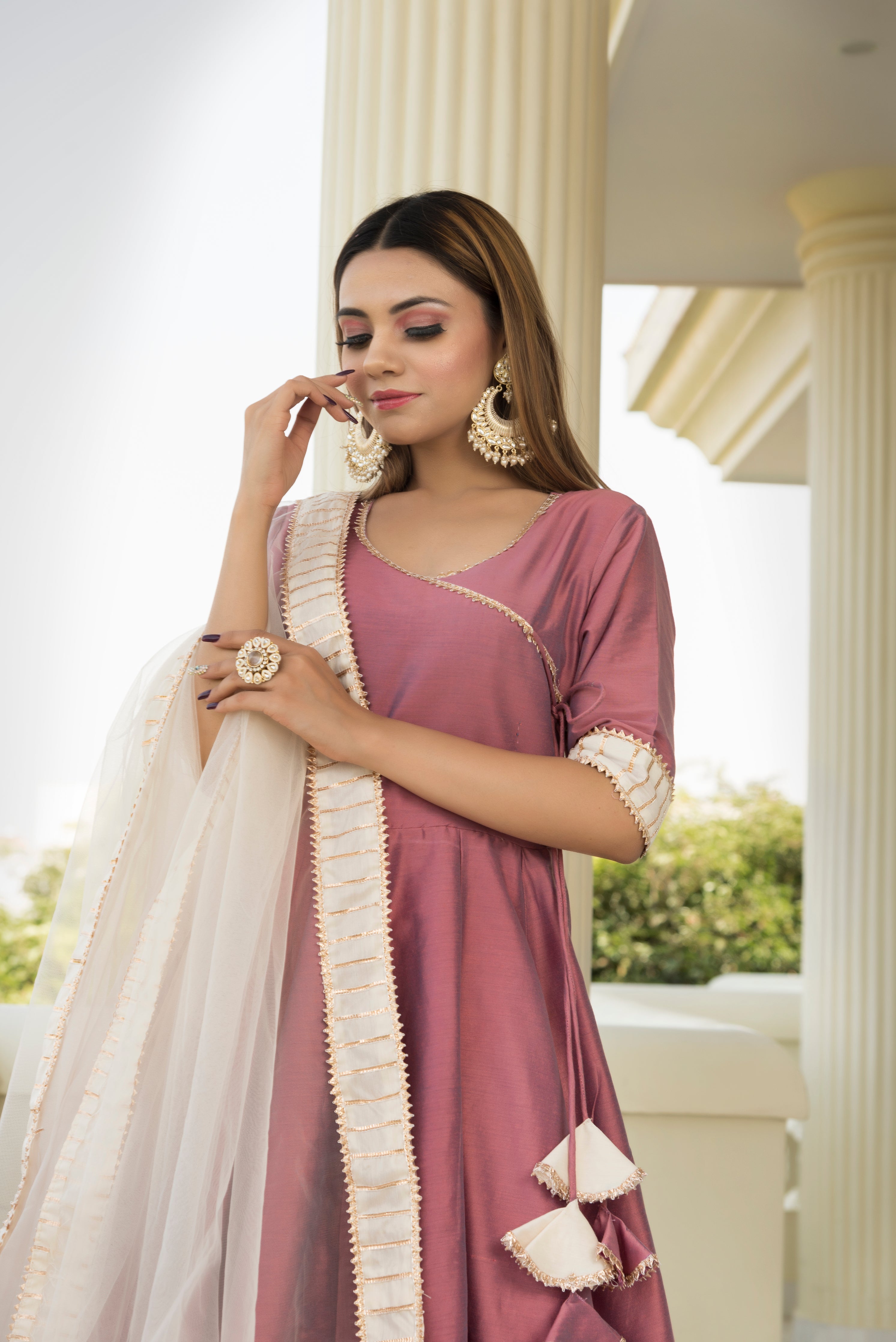 Pomcha Jaipur Cotton Silk Purple Angrakha - Distacart