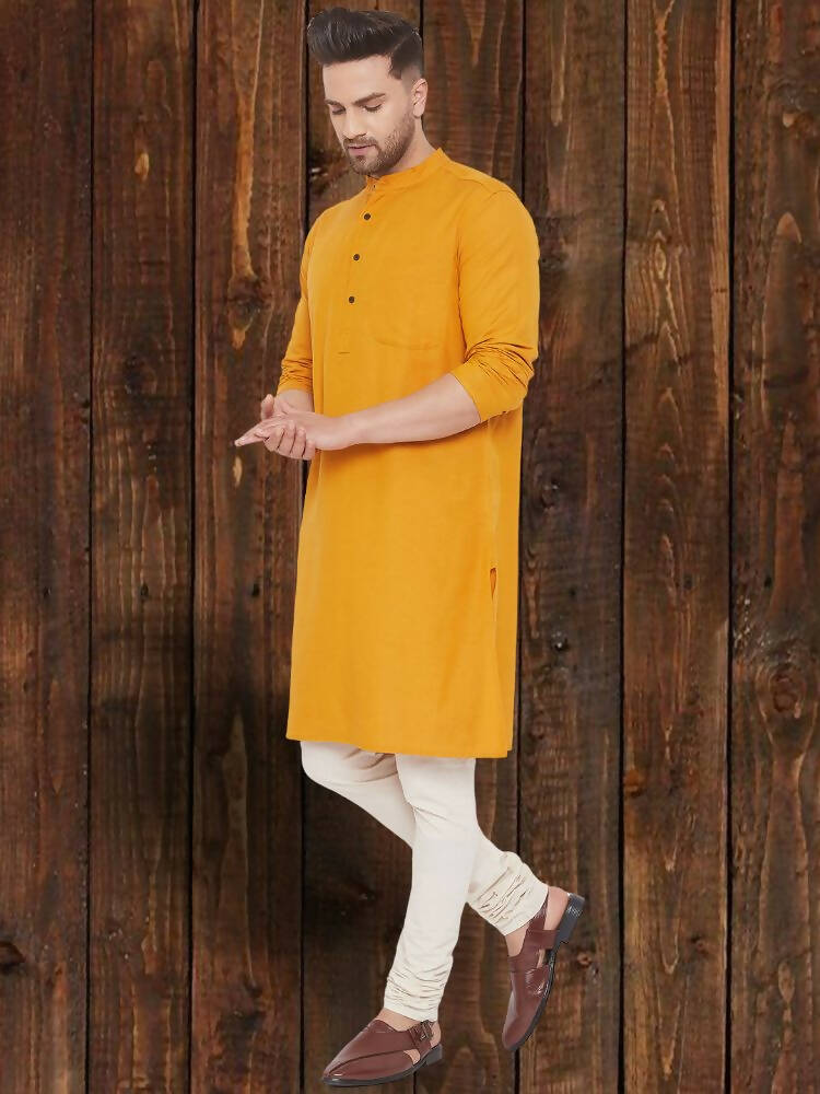 Even Apparels Pure Cotton Yellow Kurta - Yellow - Distacart
