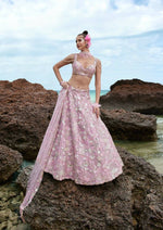 Thumbnail for House of Panchhi Mauve Organza Sequins, Zarkan And Thread Embroidery Lehenga Choli & Dupatta - Distacart