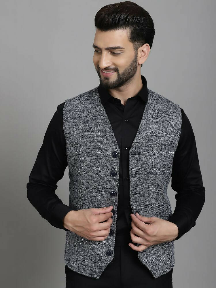Even Apparels Solid Waistcoat - Blue - Distacart