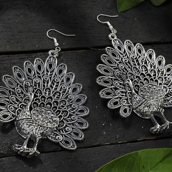 Mominos Fashion Johar Kamal Oxidised Peacock Design Earrings - Distacart