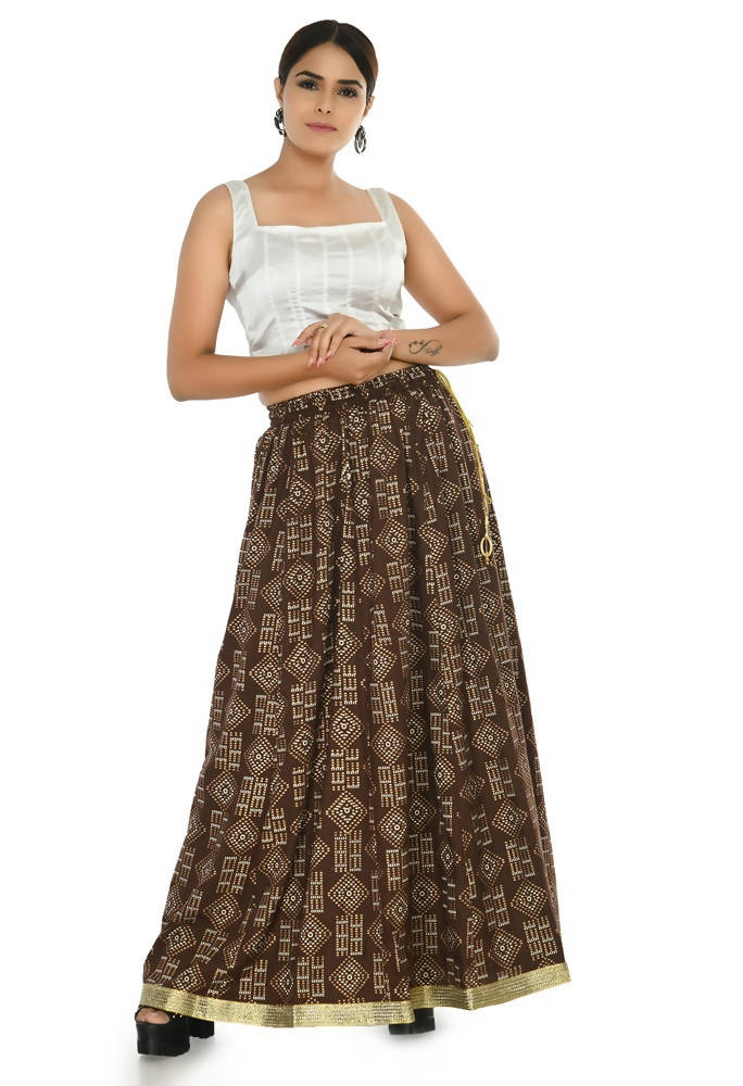 Mominos Fashion Moeza Cotton Coffee Color Printed Lehenga (Lancha)